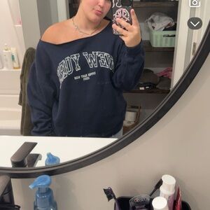 Target Navy Off-Shoulder 'NEW YORK' Pullover Sweater